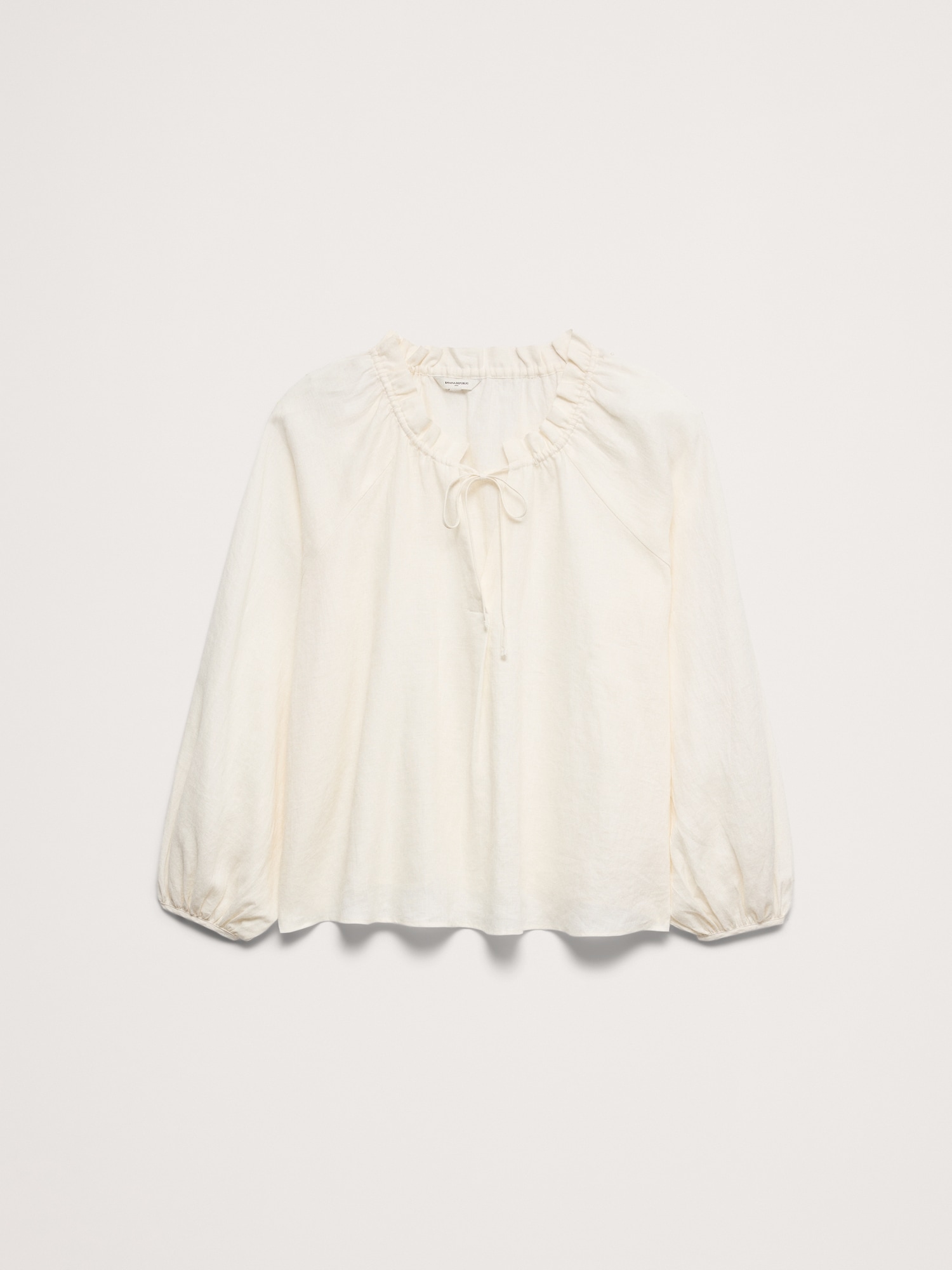 Image number 4 showing, Linen Ruffle-Neck Top