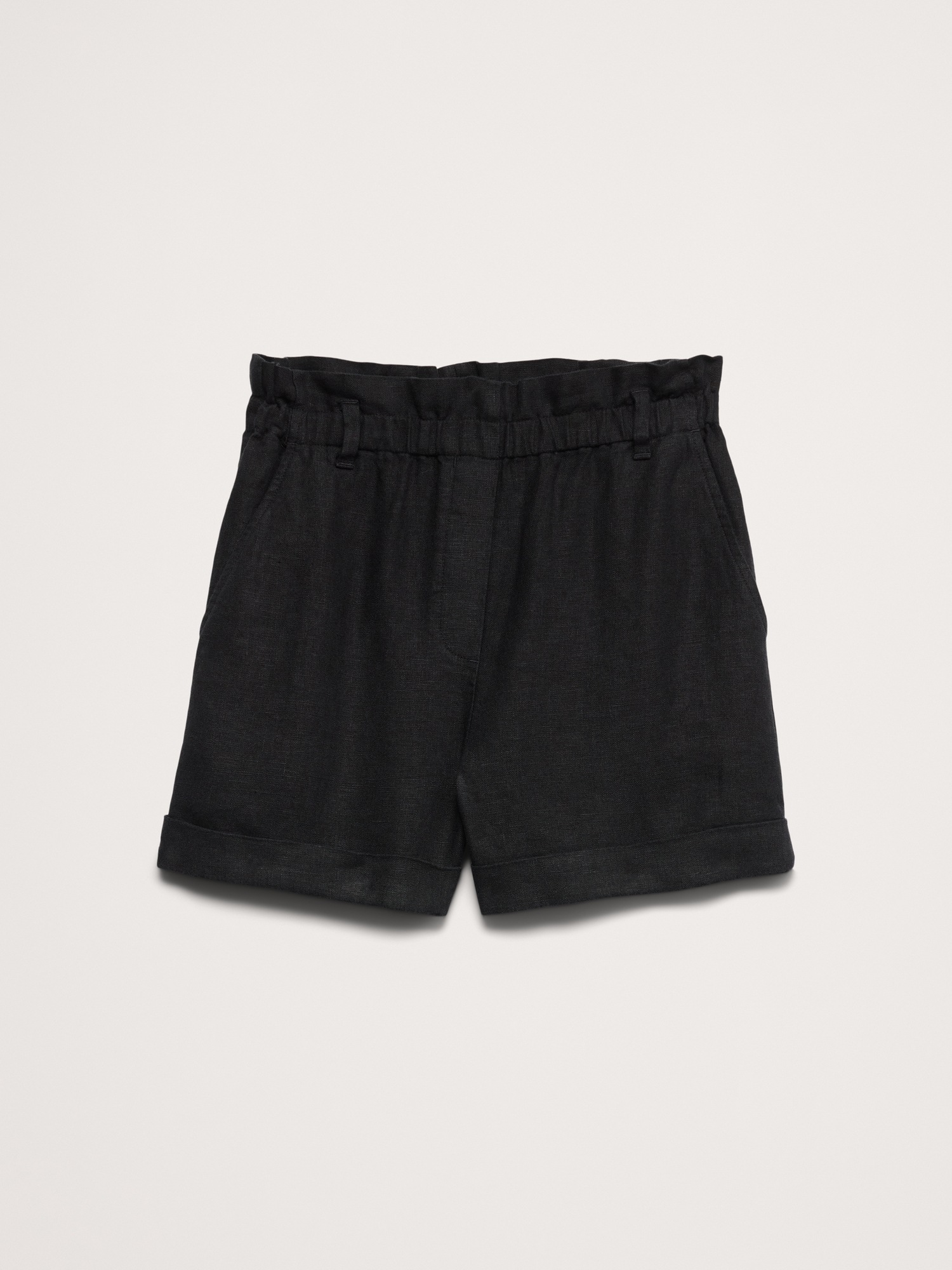 Женские шорты Banana Republic 3.5" Paperbag-Waist Pull-On Linen Short, цвет: Чёрный — фото 4