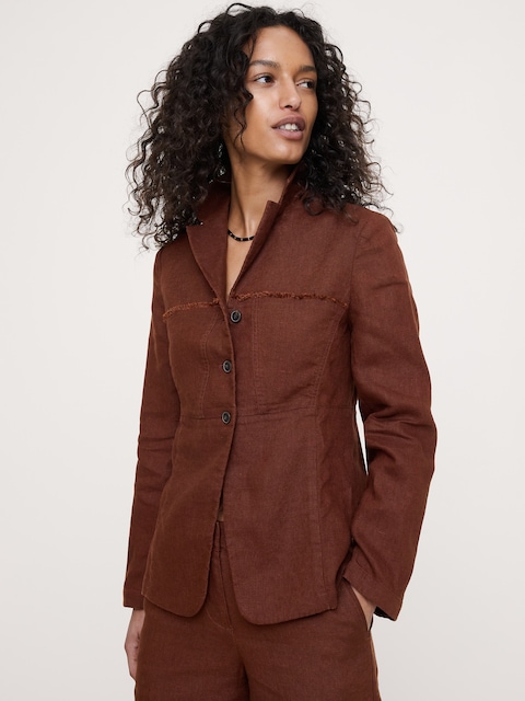 Fringe Linen Blazer