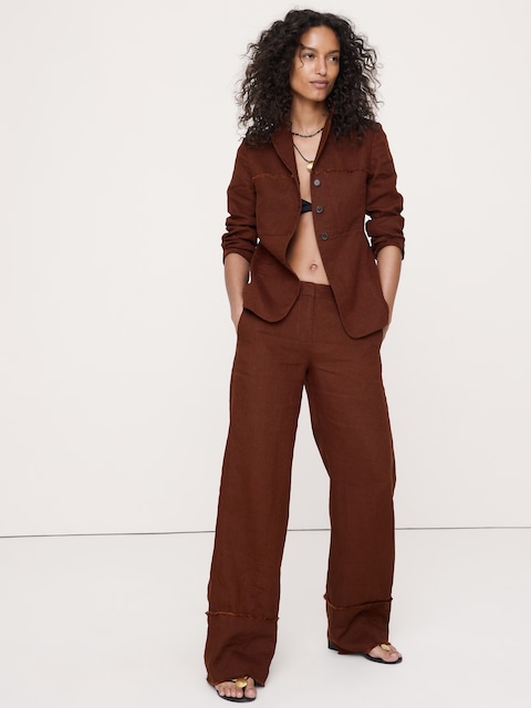 The Everyday Wide-Leg Pant in Fringe-Hem Linen