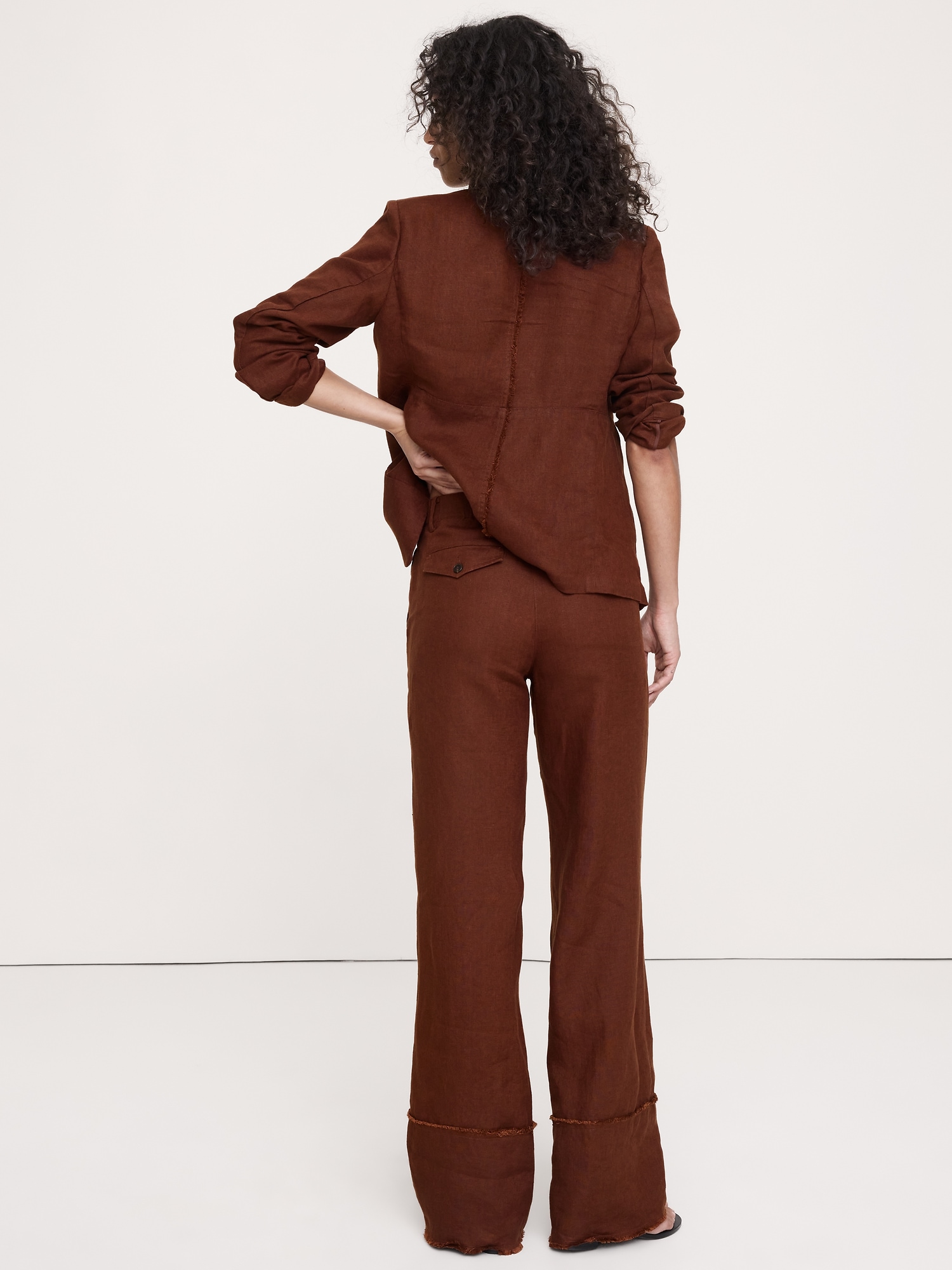 Image number 7 showing, The Everyday Wide-Leg Pant in Fringe-Hem Linen