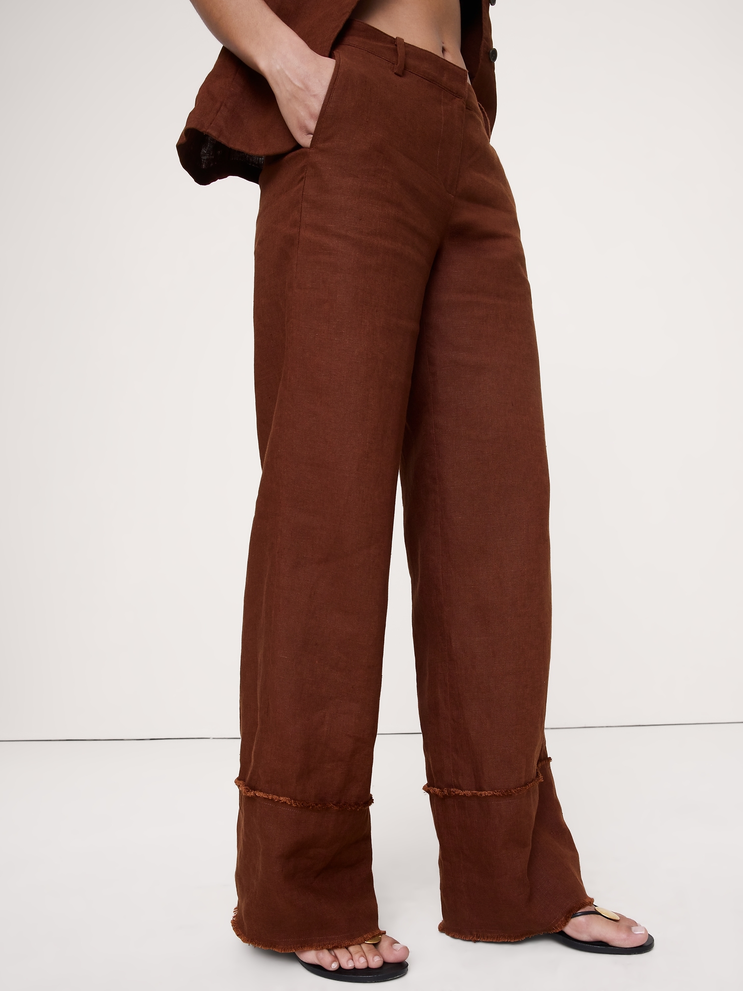 Image number 8 showing, The Everyday Wide-Leg Pant in Fringe-Hem Linen