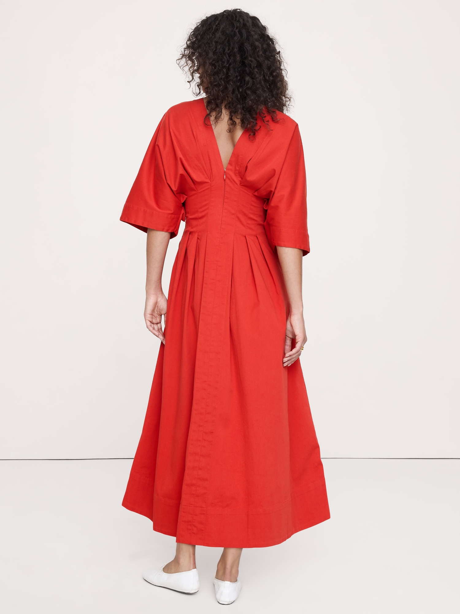 Image number 4 showing, Stretch-Cotton Pleated Maxi Dress