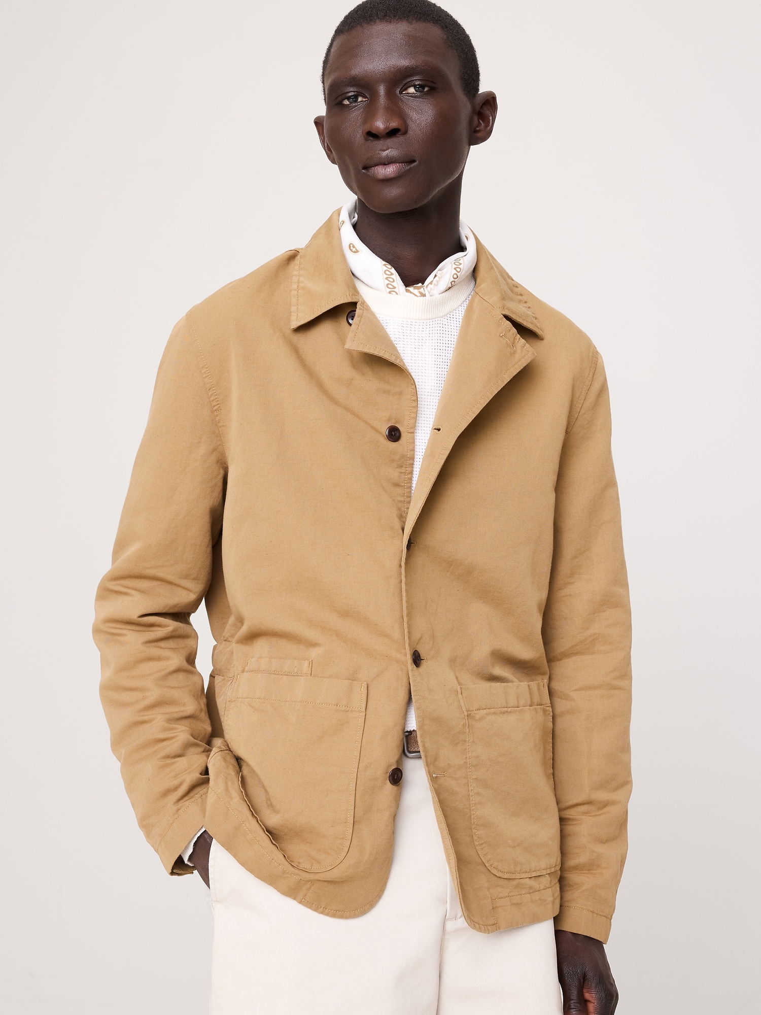 Image number 1 showing, Italian Linen-Cotton Shirt Jacket