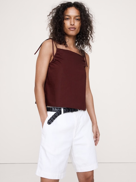 Cotton Poplin Tie-Strap Tank - Radicchio Burgundy