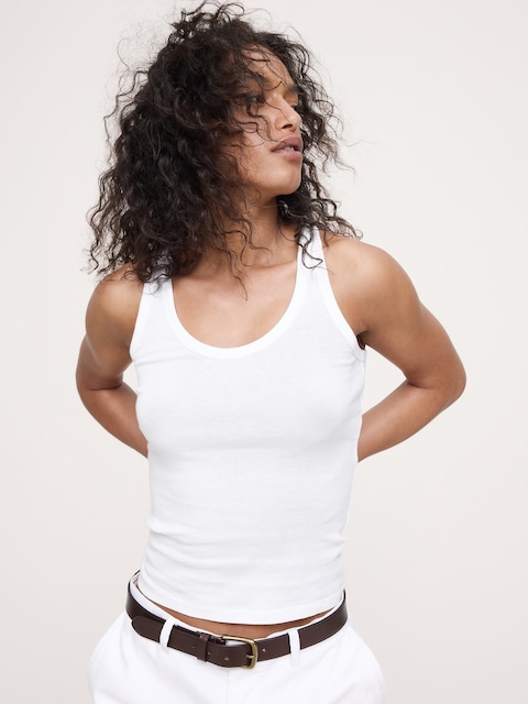 Airy Cotton Scoop-Neck Tank