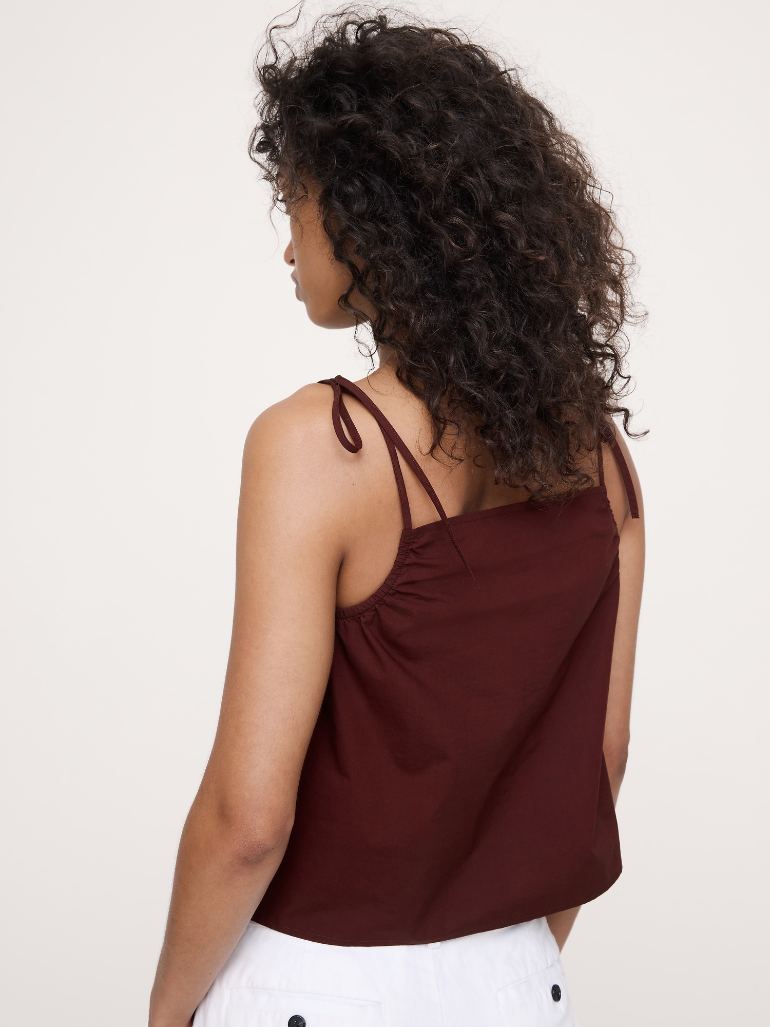 Image number 2 showing, Cotton Poplin Tie-Strap Tank