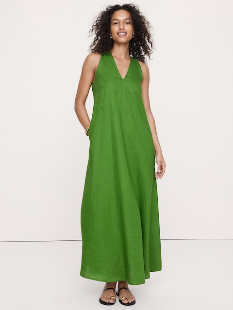Linen Halter Maxi Dress