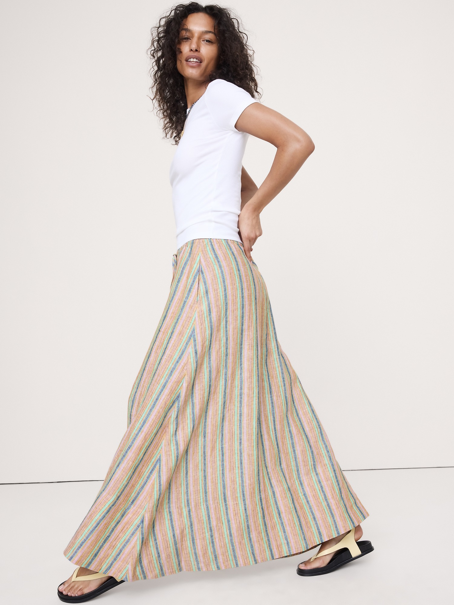 Image number 4 showing, Linen Drawstring Maxi Skirt