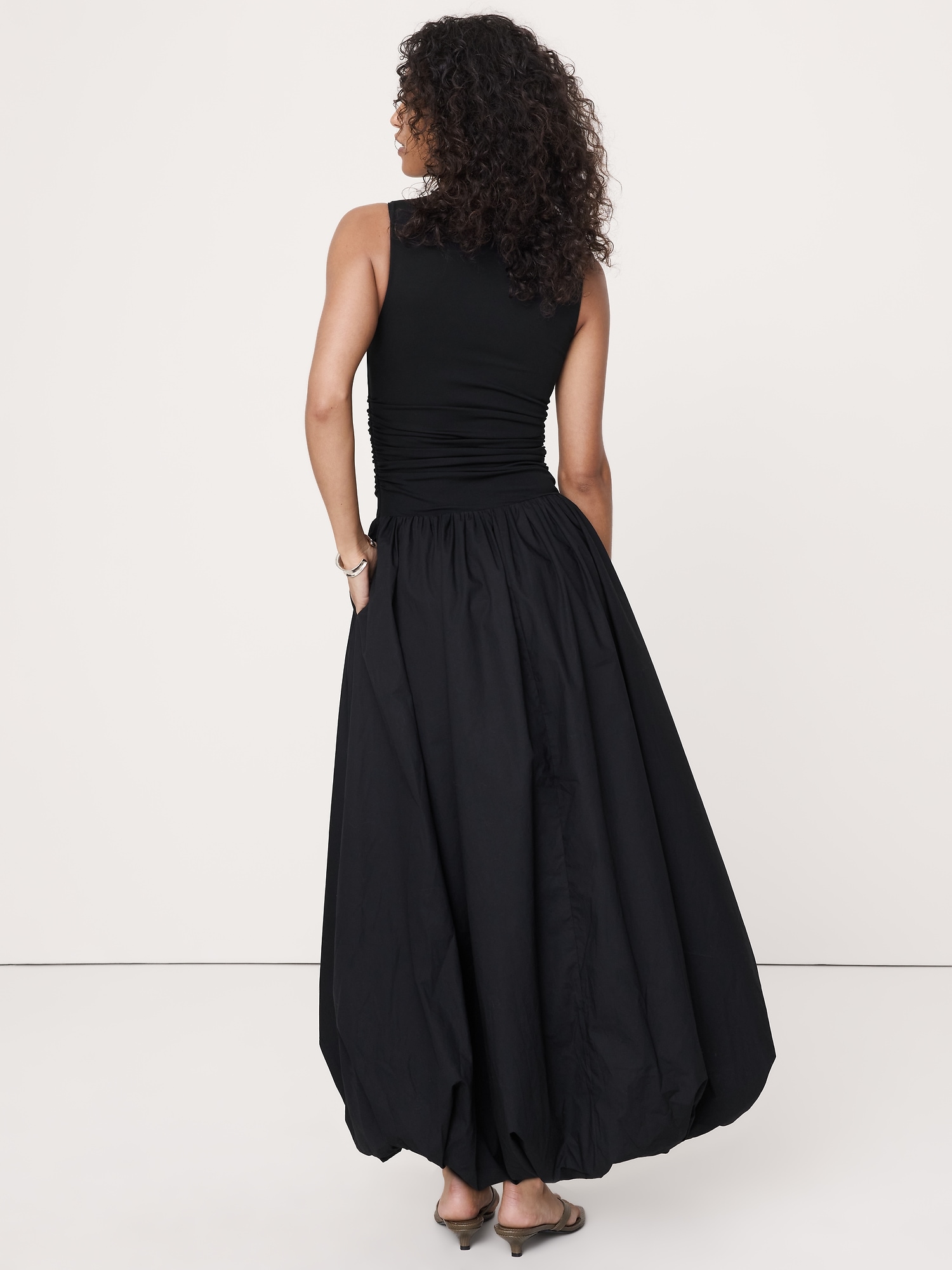 Image number 6 showing, Jersey + Cotton Poplin Bubble-Hem Dress