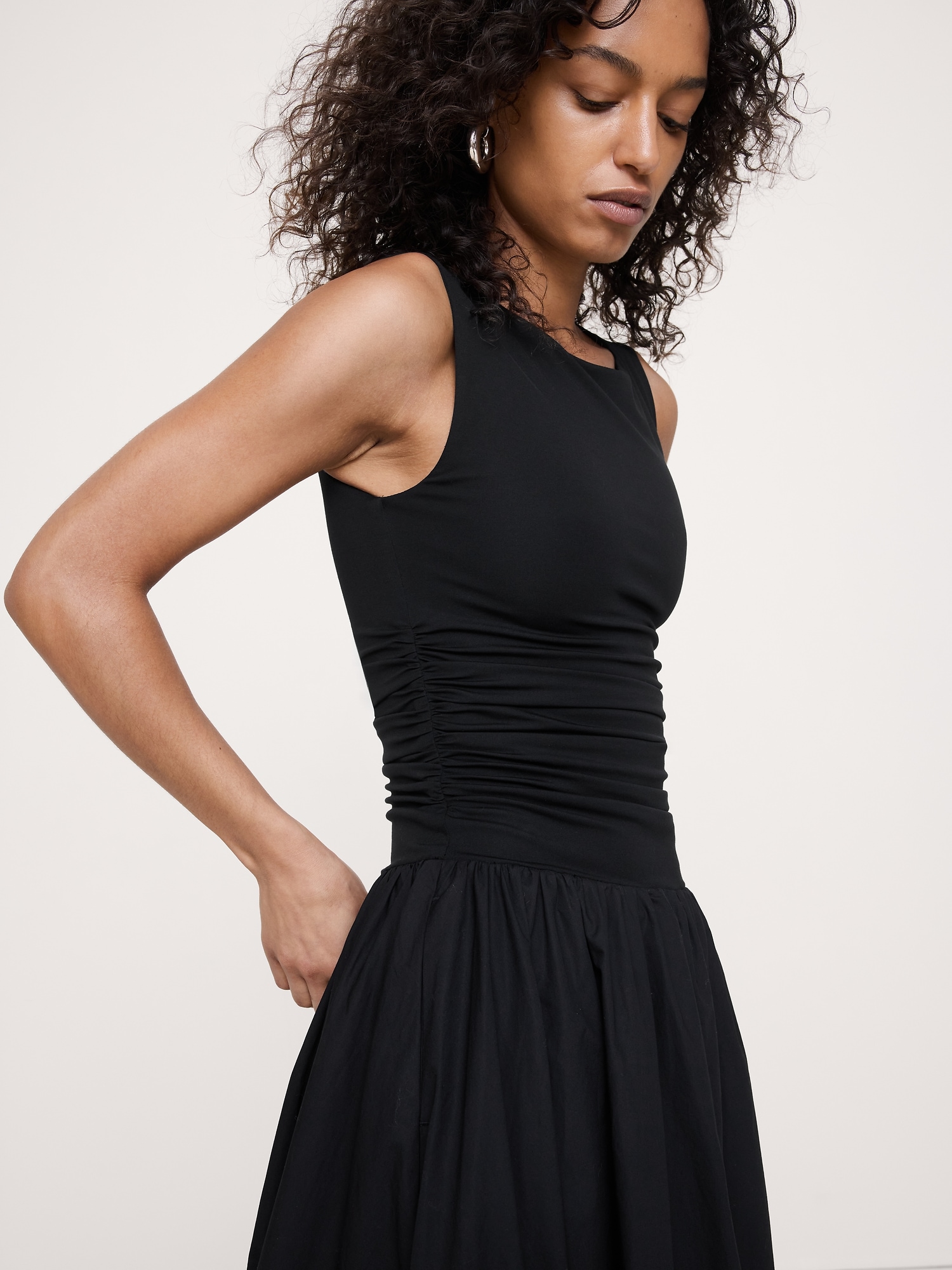 Image number 7 showing, Jersey + Cotton Poplin Bubble-Hem Dress