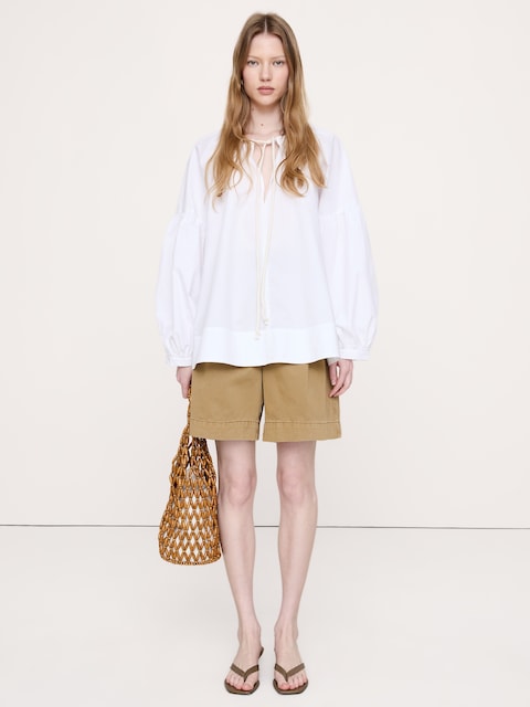 Cotton Poplin Drawstring Top