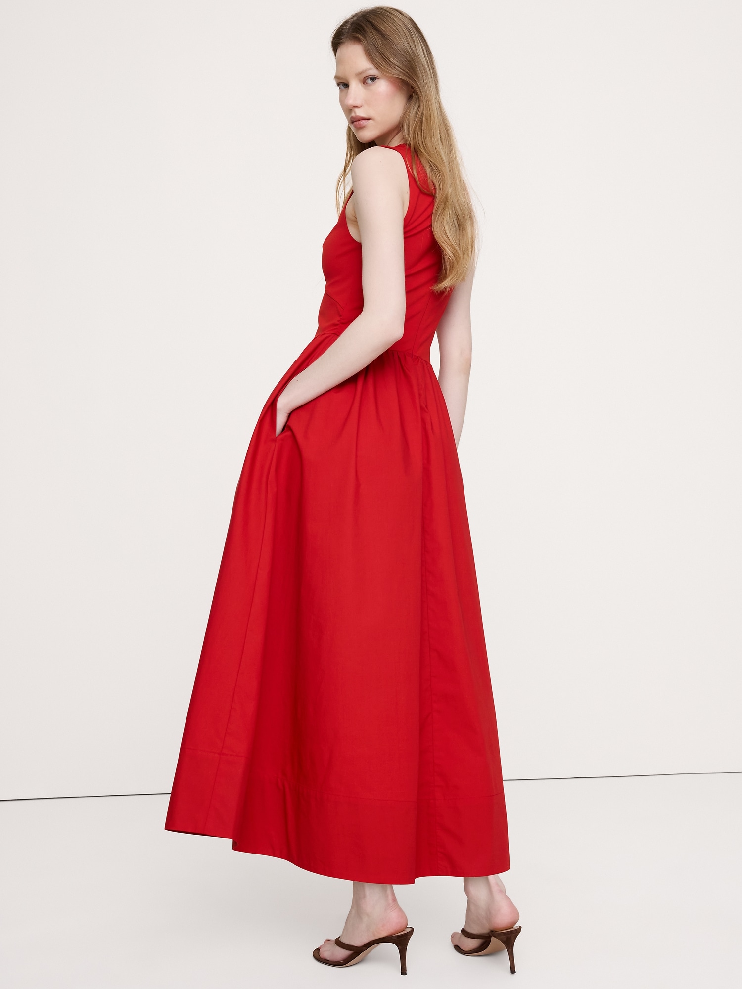 Image number 5 showing, Jersey + Cotton Poplin Cut-Out Maxi Dress