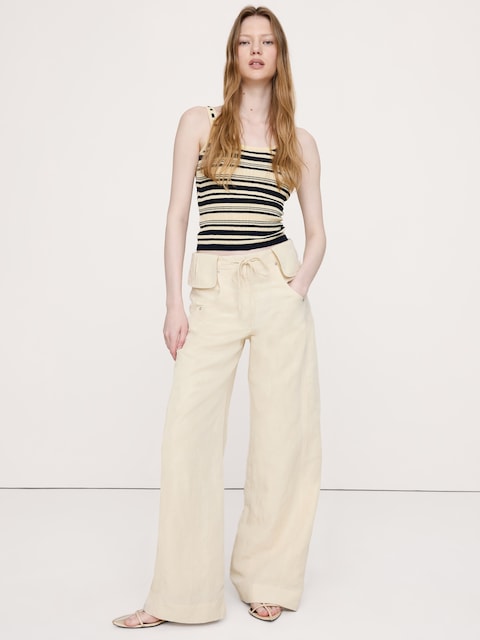 Wide-Leg TENCEL™-Linen Pant with Foldover Waistband