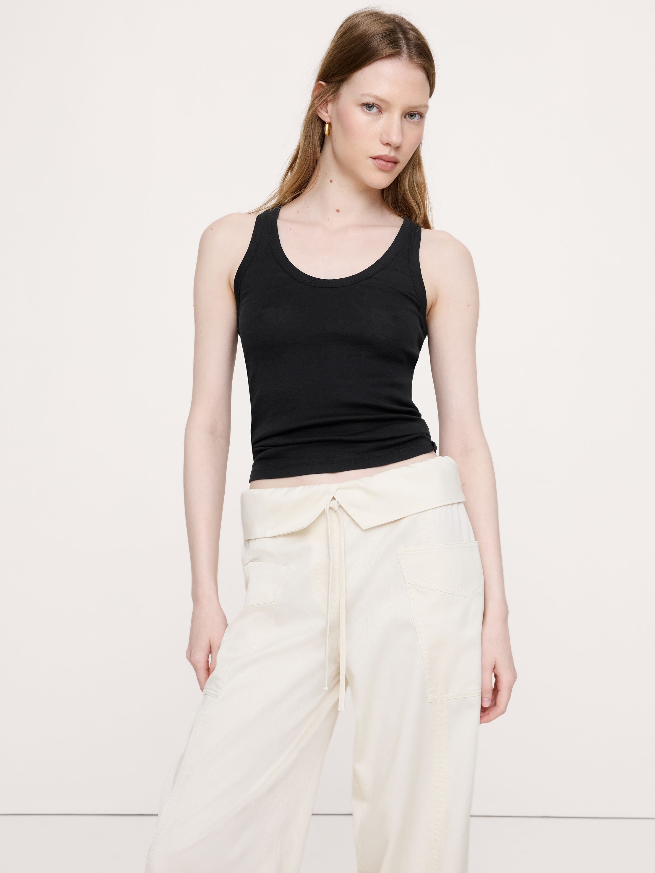 Airy Cotton Scoop-Neck Tank