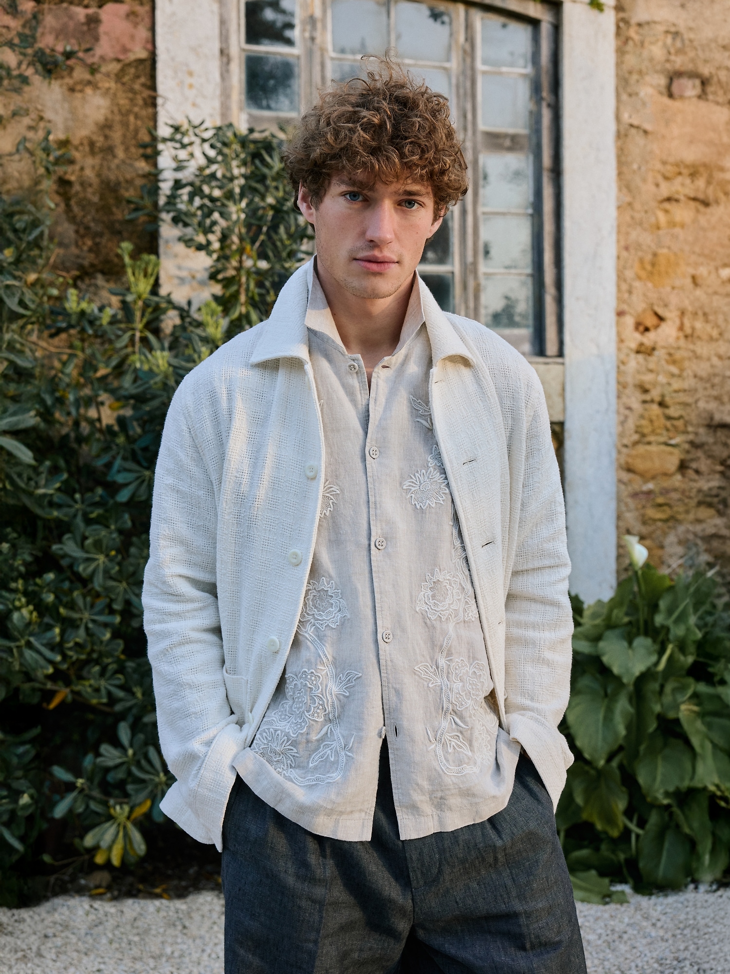 Image number 4 showing, Relaxed-Fit Embroidered Linen Long-Sleeve Resort Shirt