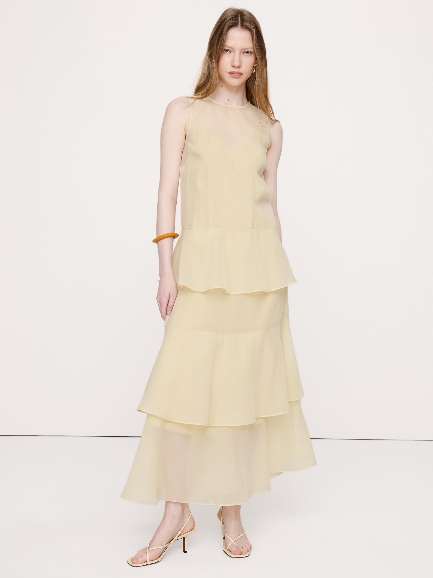 Image number 4 showing, Organza Tiered Maxi Dress
