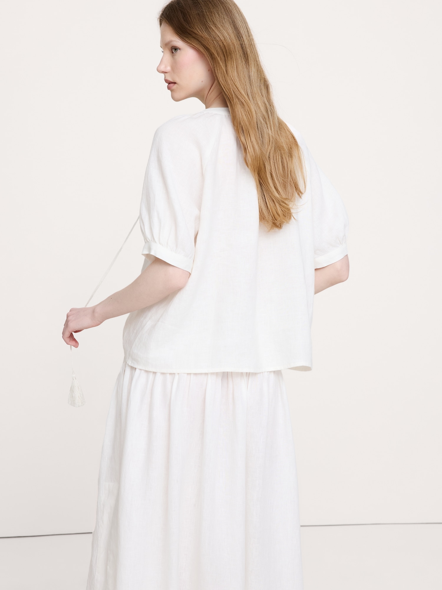 Image number 2 showing, Linen Tassel-Tie Top