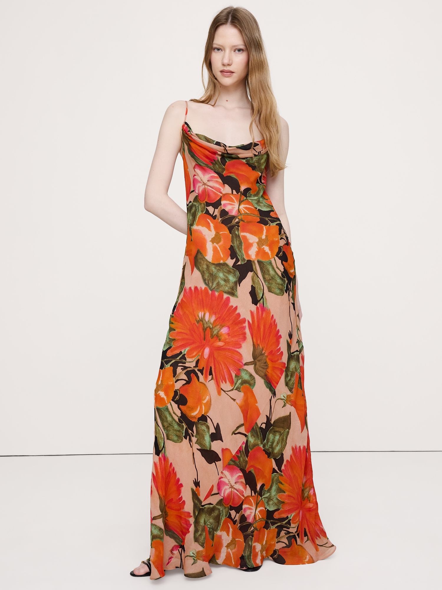 Image number 1 showing, Bias-Cut Georgette Slip Maxi Dress