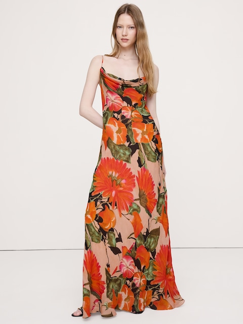 Bias-Cut Georgette Slip Maxi Dress