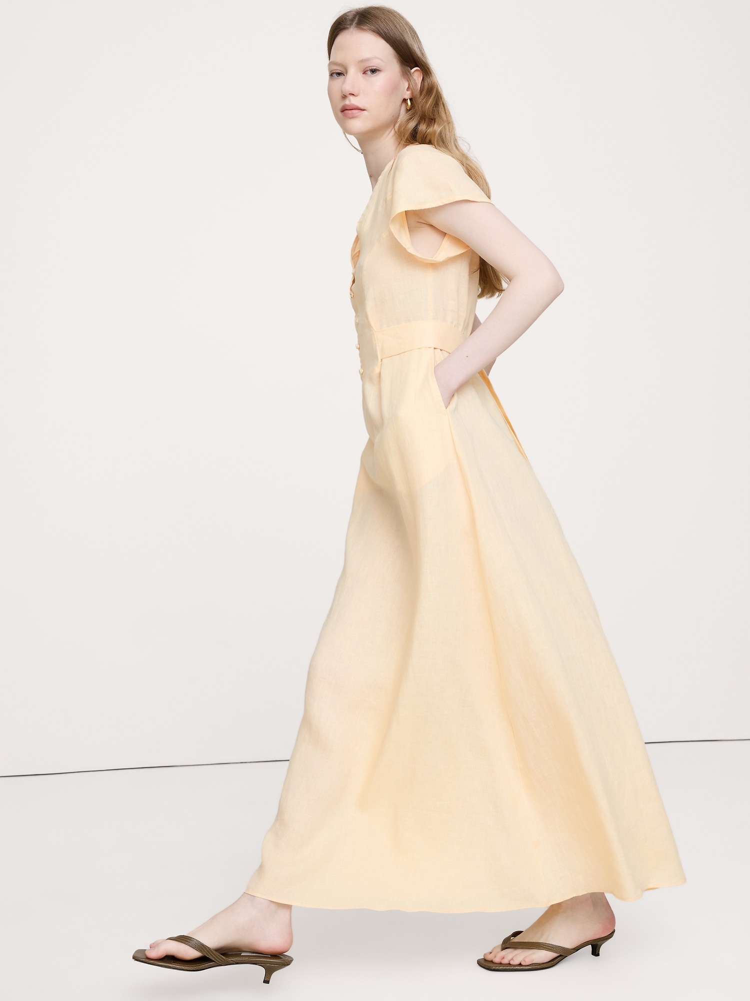 Image number 4 showing, Linen Side-Tie Maxi Dress
