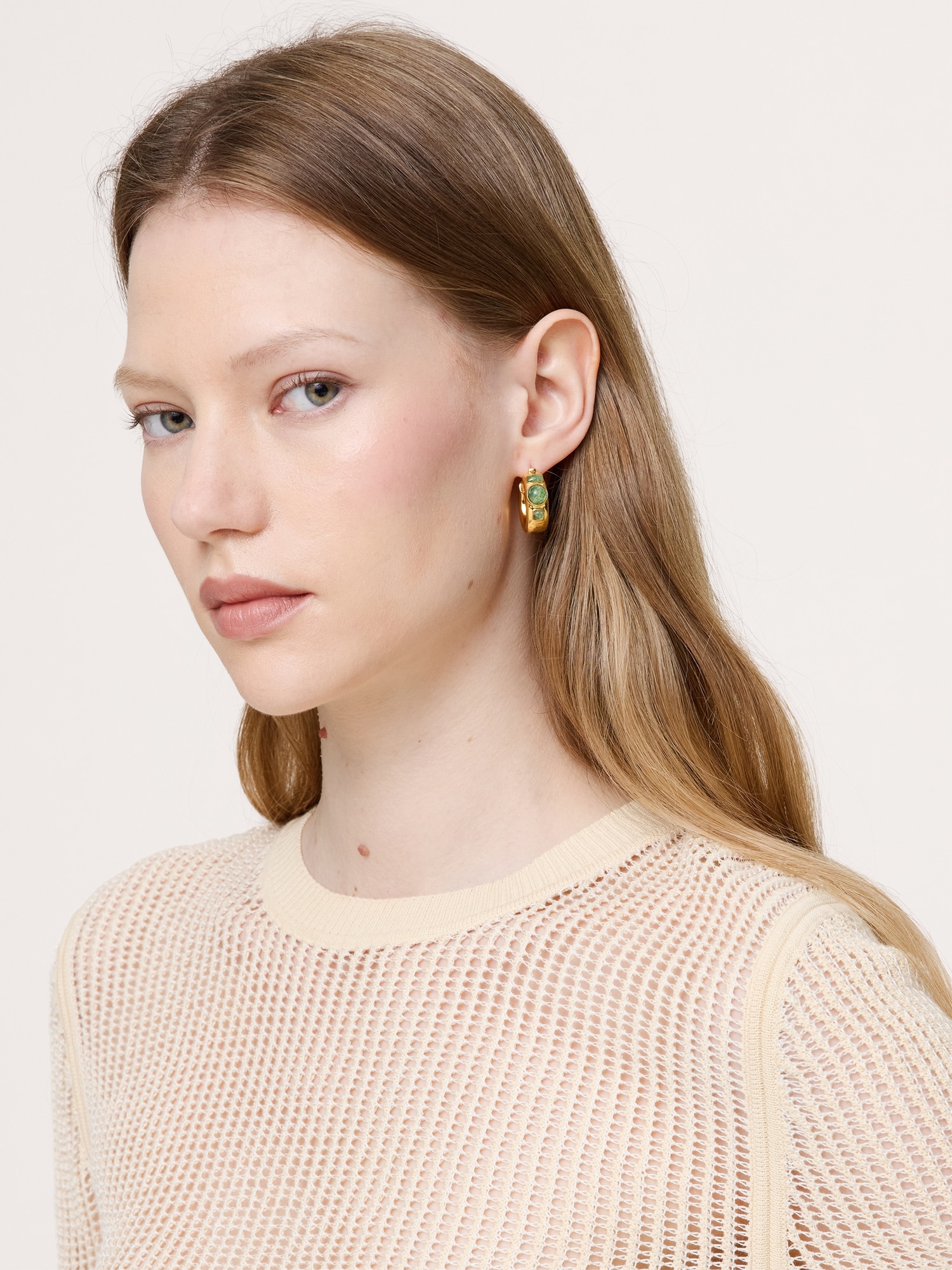 Image number 2 showing, Stone Studded Hoops