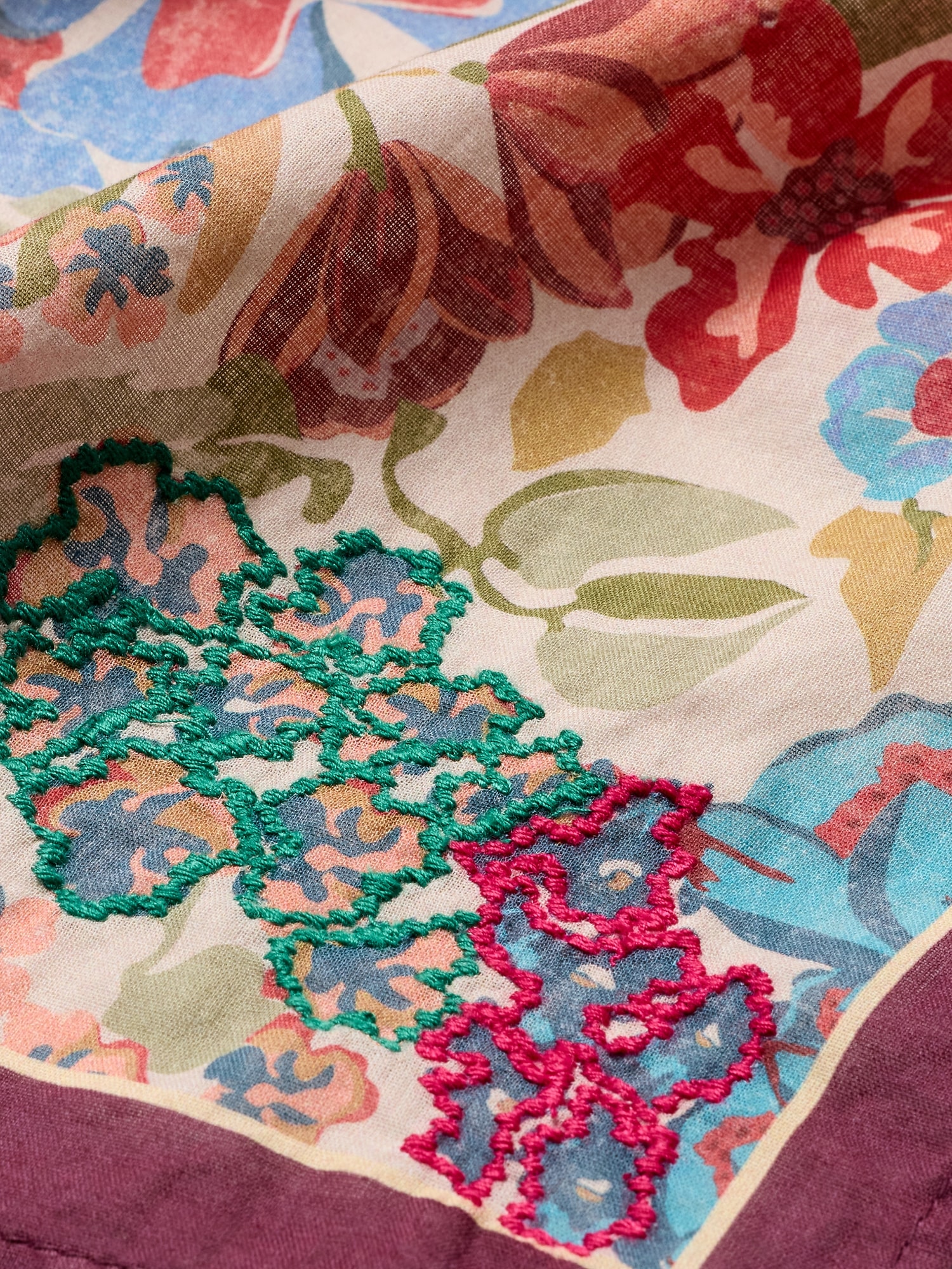 Image number 3 showing, Embroidered Cotton Scarf by Vismaya