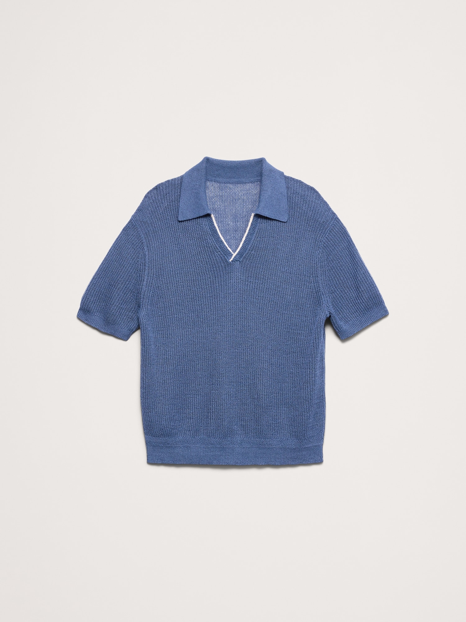 Image number 8 showing, Linen-Cotton Johnny-Collar Sweater Polo