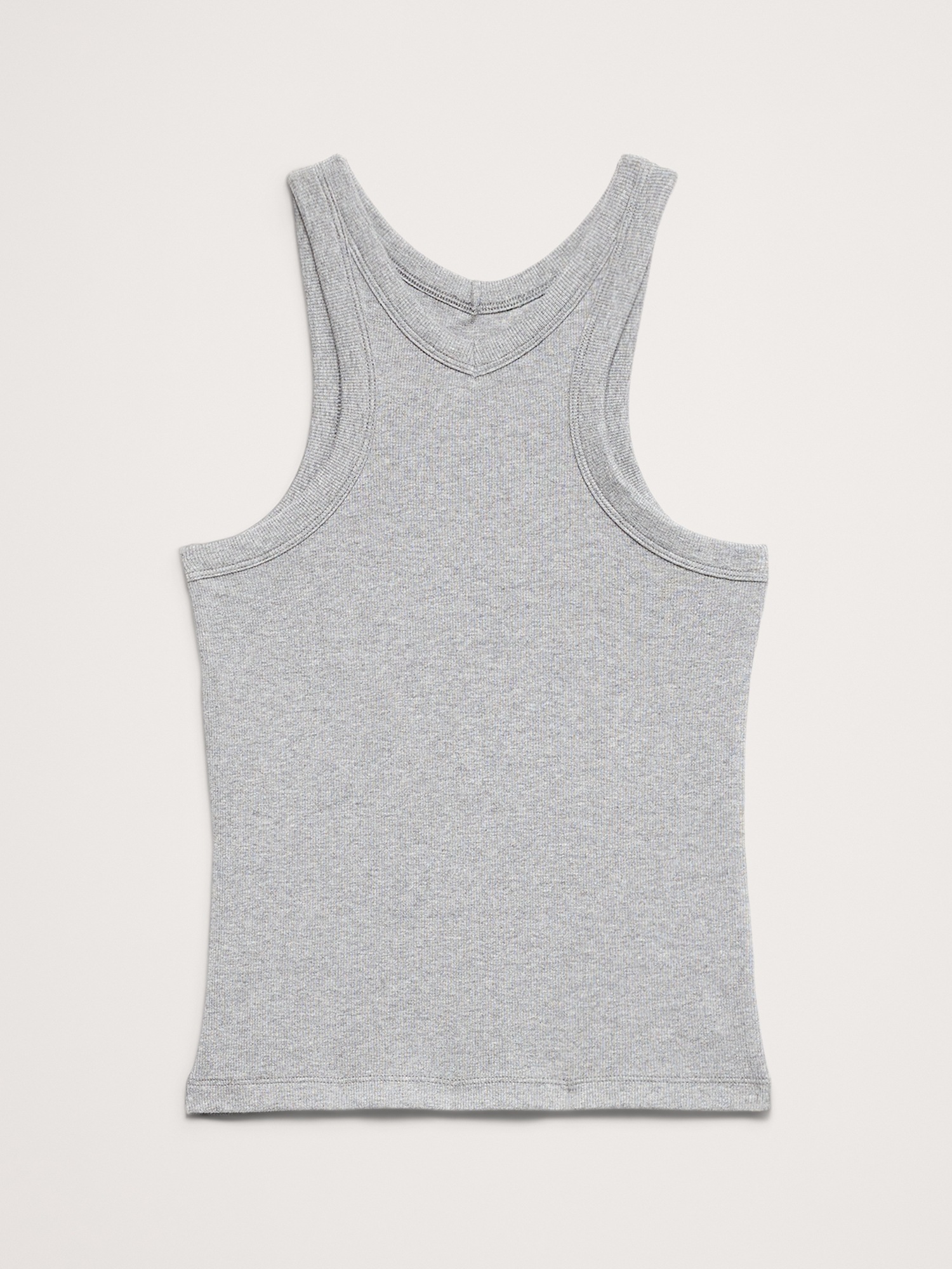 Женский топ Banana Republic Ribbed V-Neck Tank, цвет: Меланжевый серый — фото 4