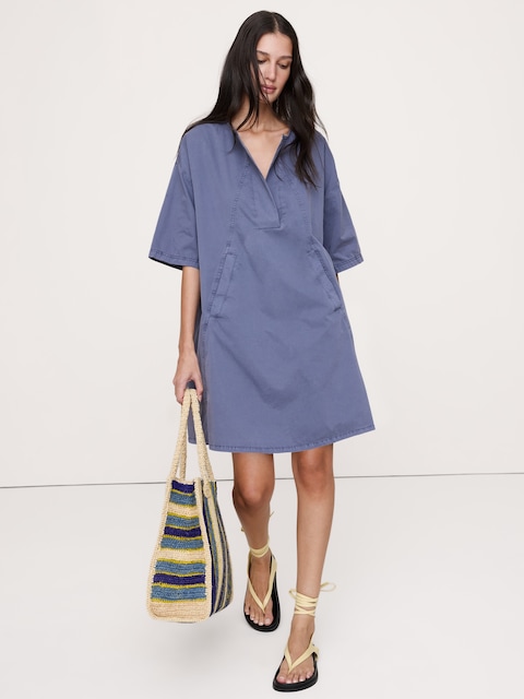 Cotton-Twill Pocket Mini Dress