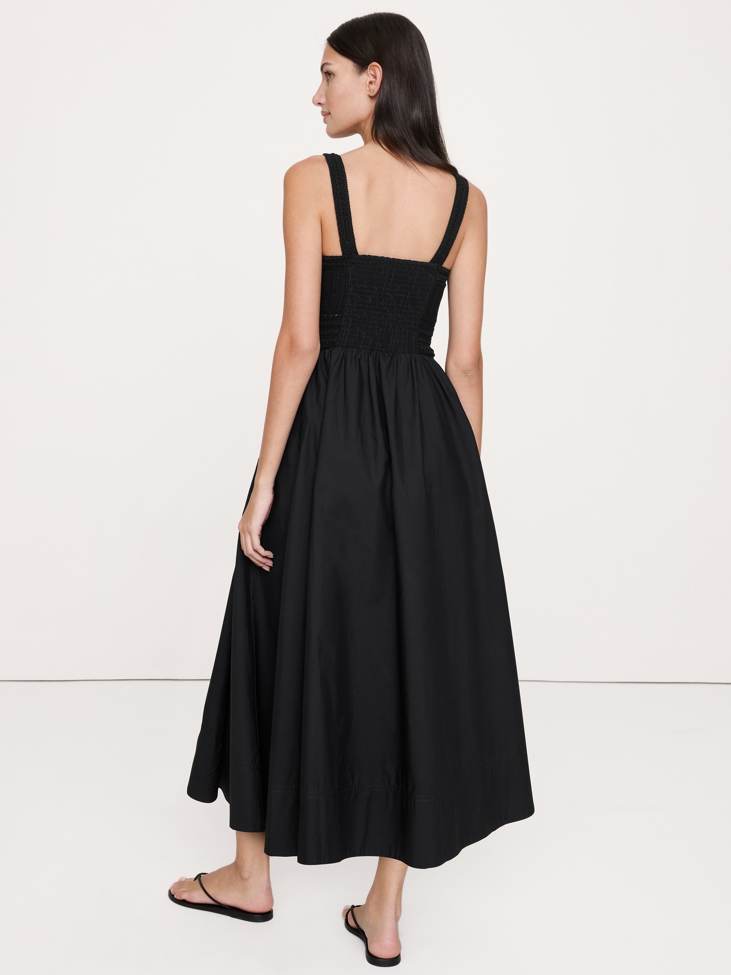 Image number 5 showing, Crochet & Cotton Poplin Mixed-Media Midi Dress