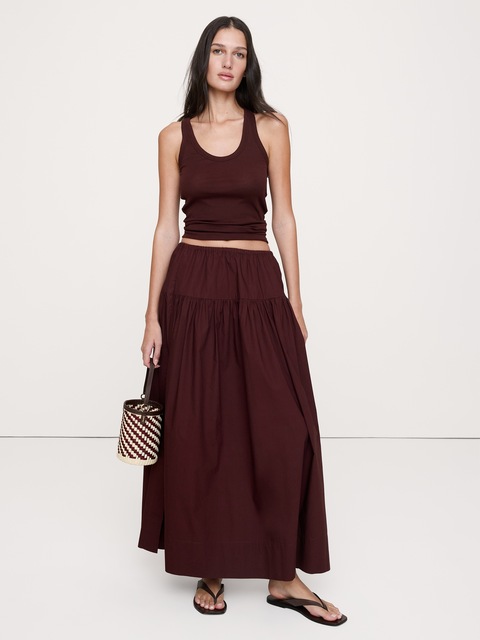 Airy Cotton Scoop-Neck Tank - Radicchio Burgundy