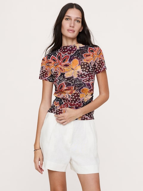 Mesh Mock-Neck Top