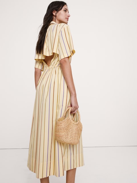 Poplin Open-Back Shirt Dress