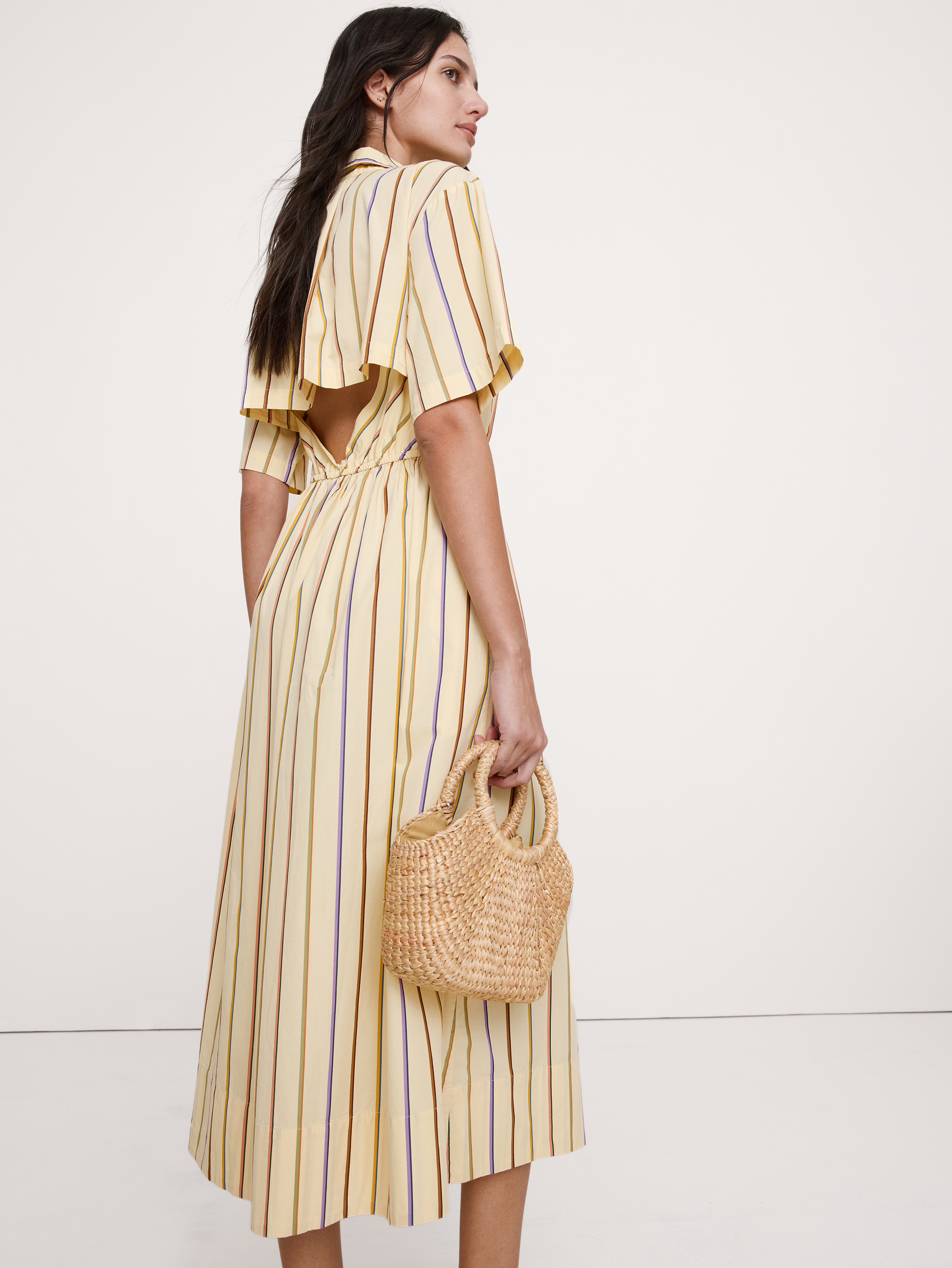 Poplin Open-Back Shirt Dress