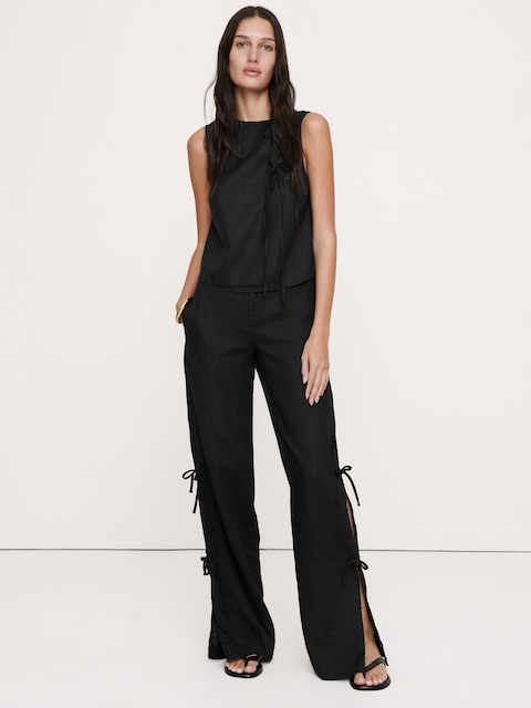 The Everyday Wide-Leg Side-Tie Pant In Linen