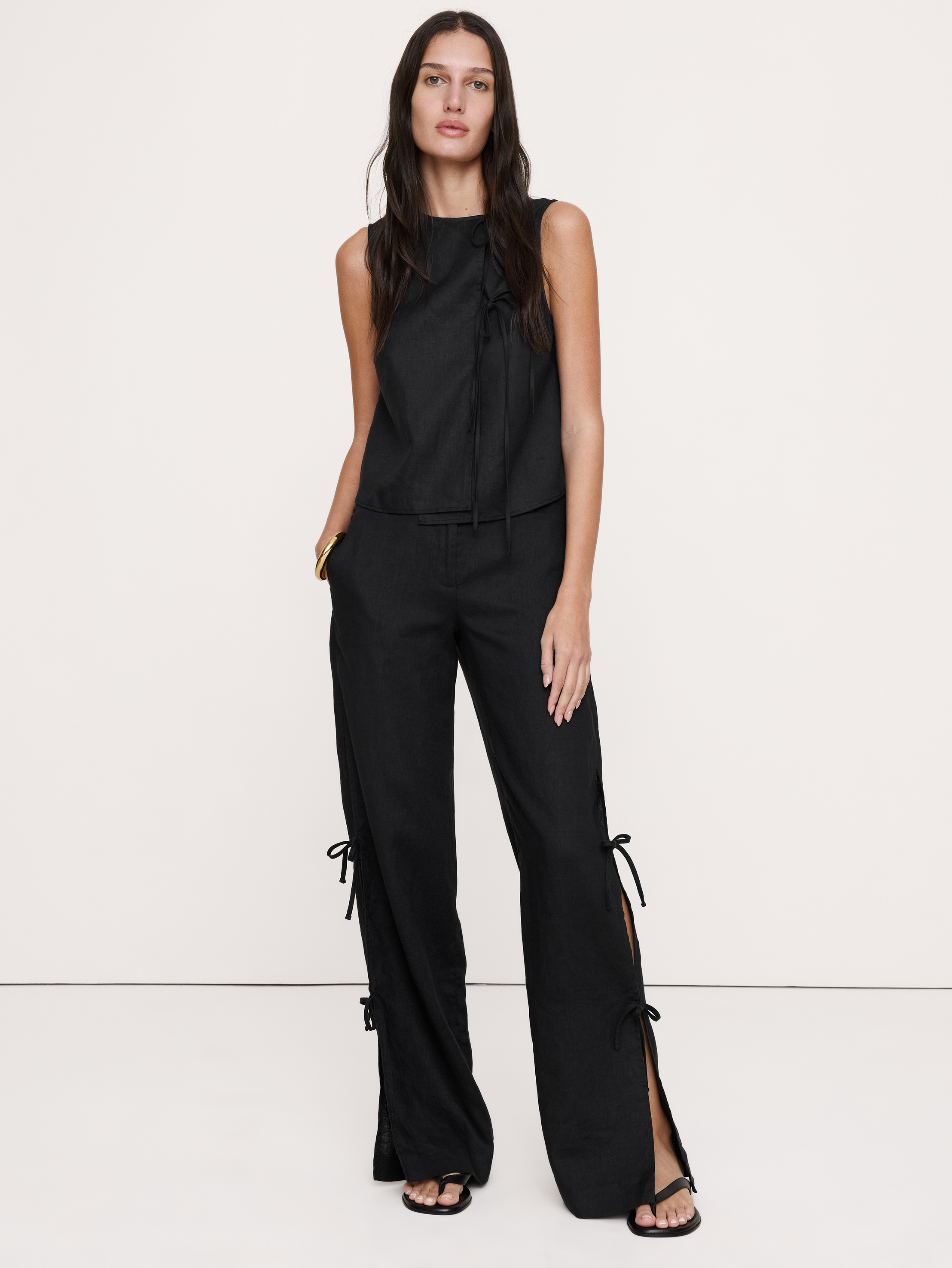 The Everyday Wide-Leg Side-Tie Pant In Linen