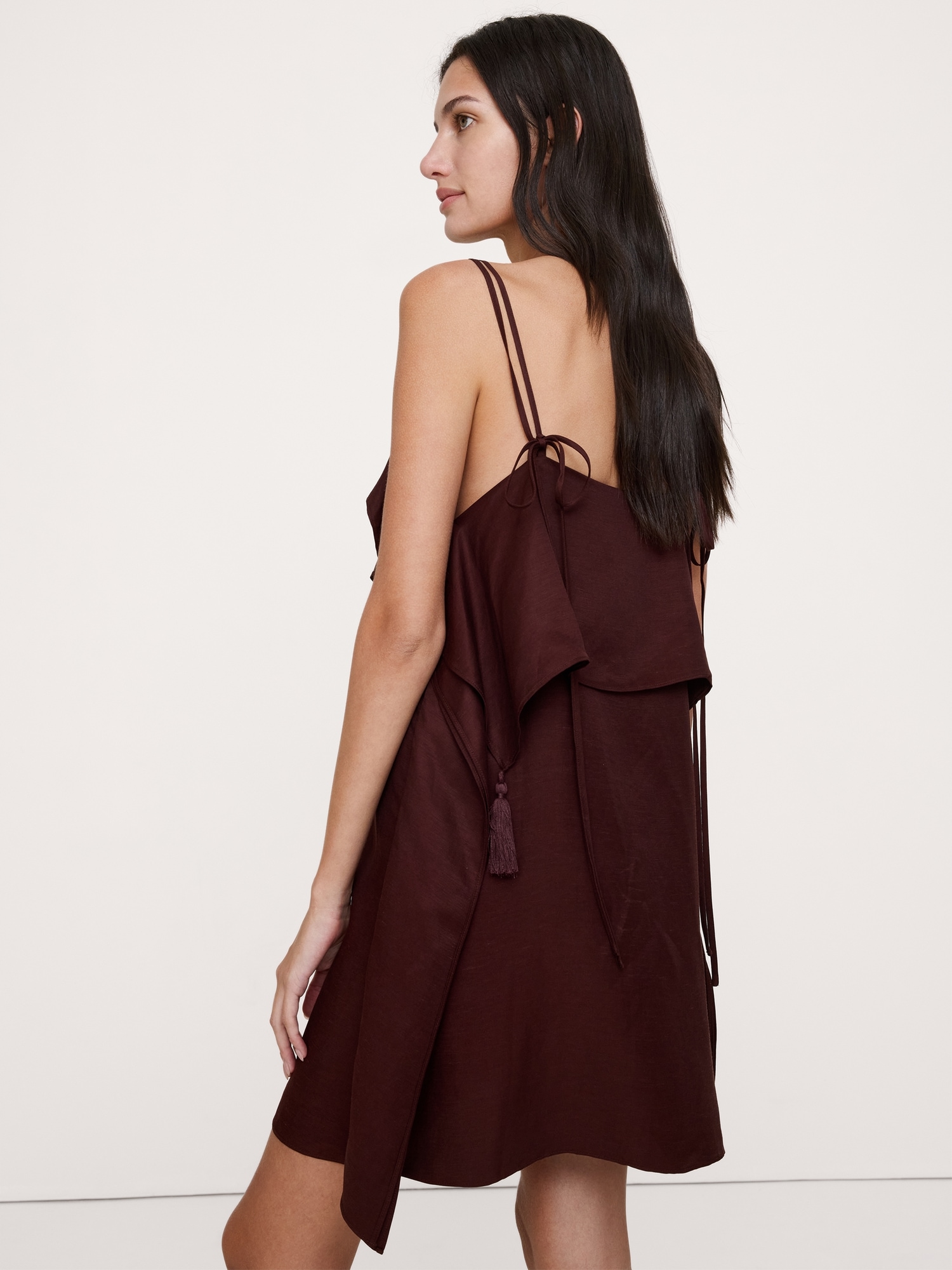 Image number 3 showing, Viscose-Linen Tassel-Trim Mini Dress