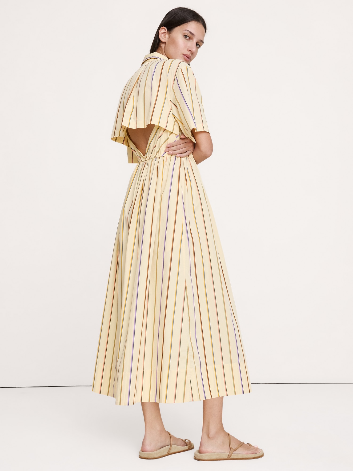 Image number 3 showing, Poplin Open-Back Shirt Dress