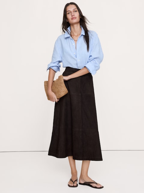 Suede Midi Skirt