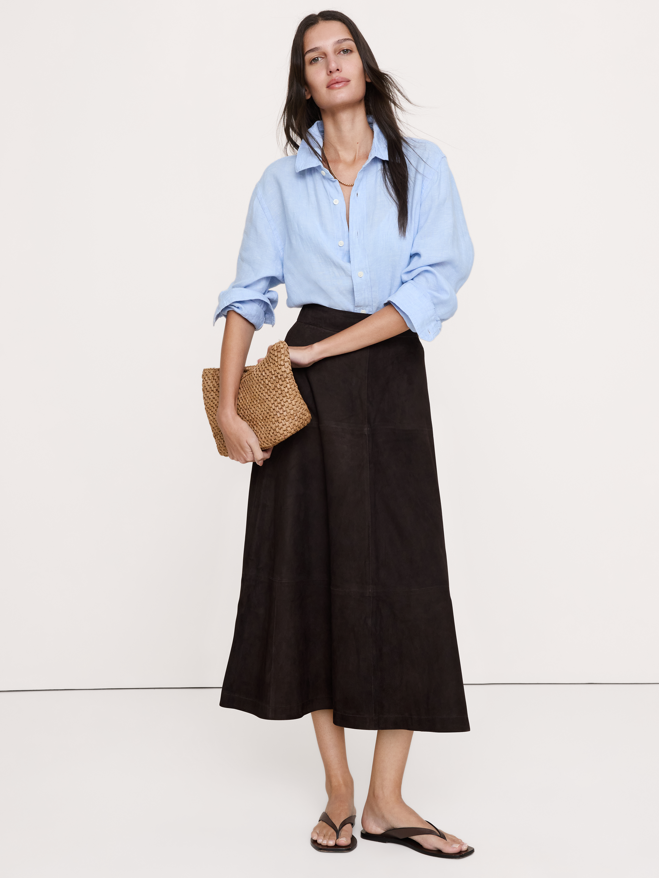 Suede Midi Skirt