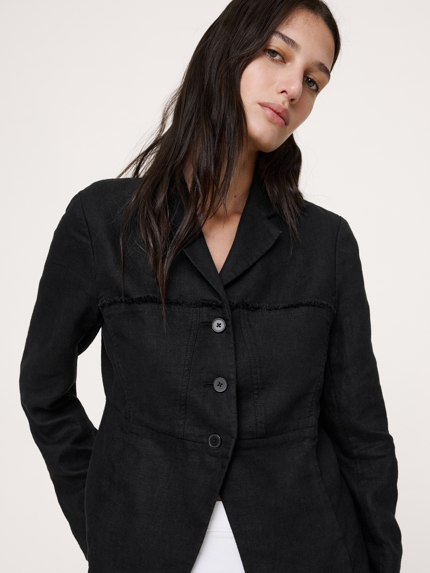 Image number 4 showing, Fringe Linen Blazer