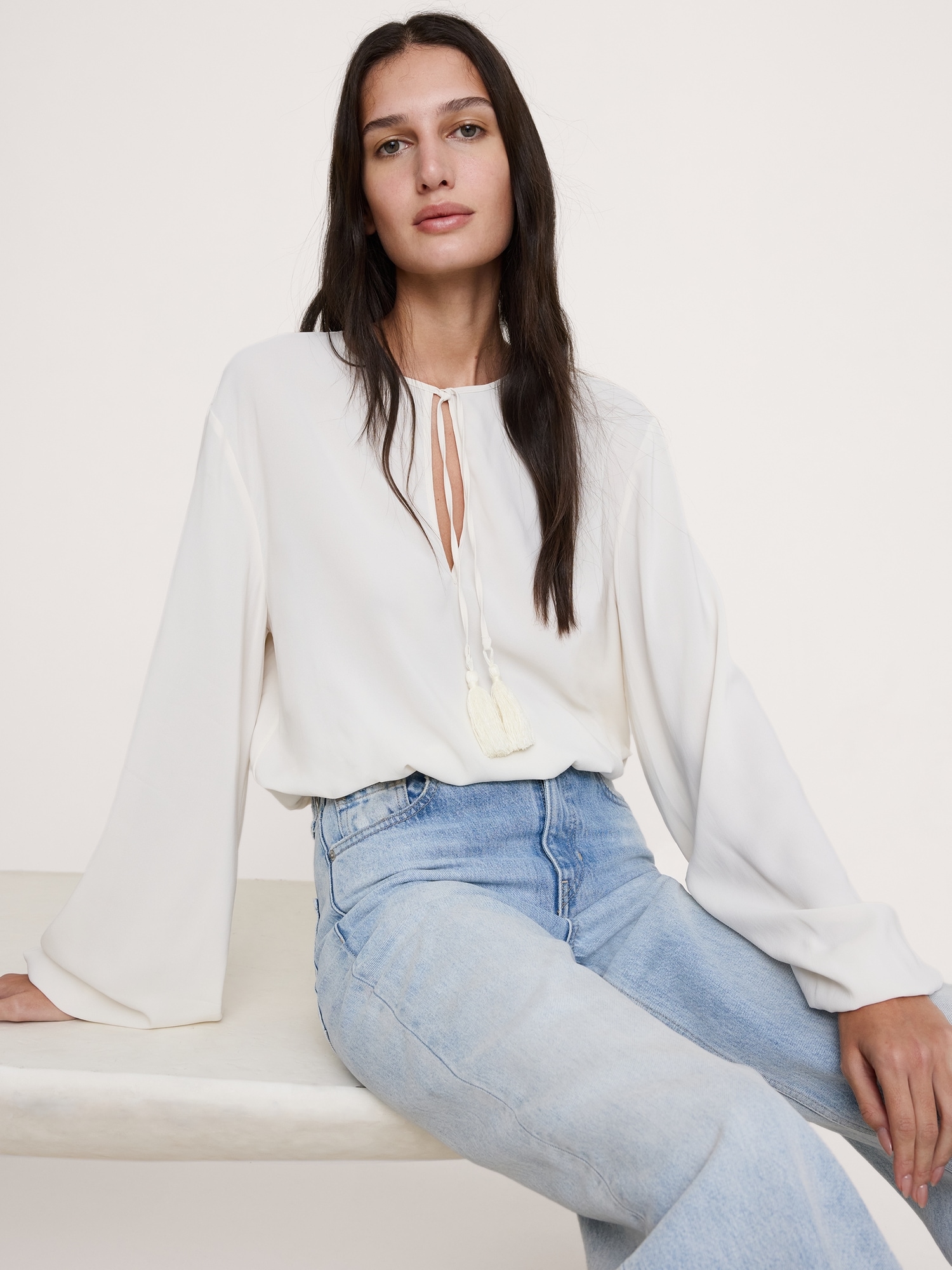 Image number 3 showing, Georgette Tie-Neck Blouse