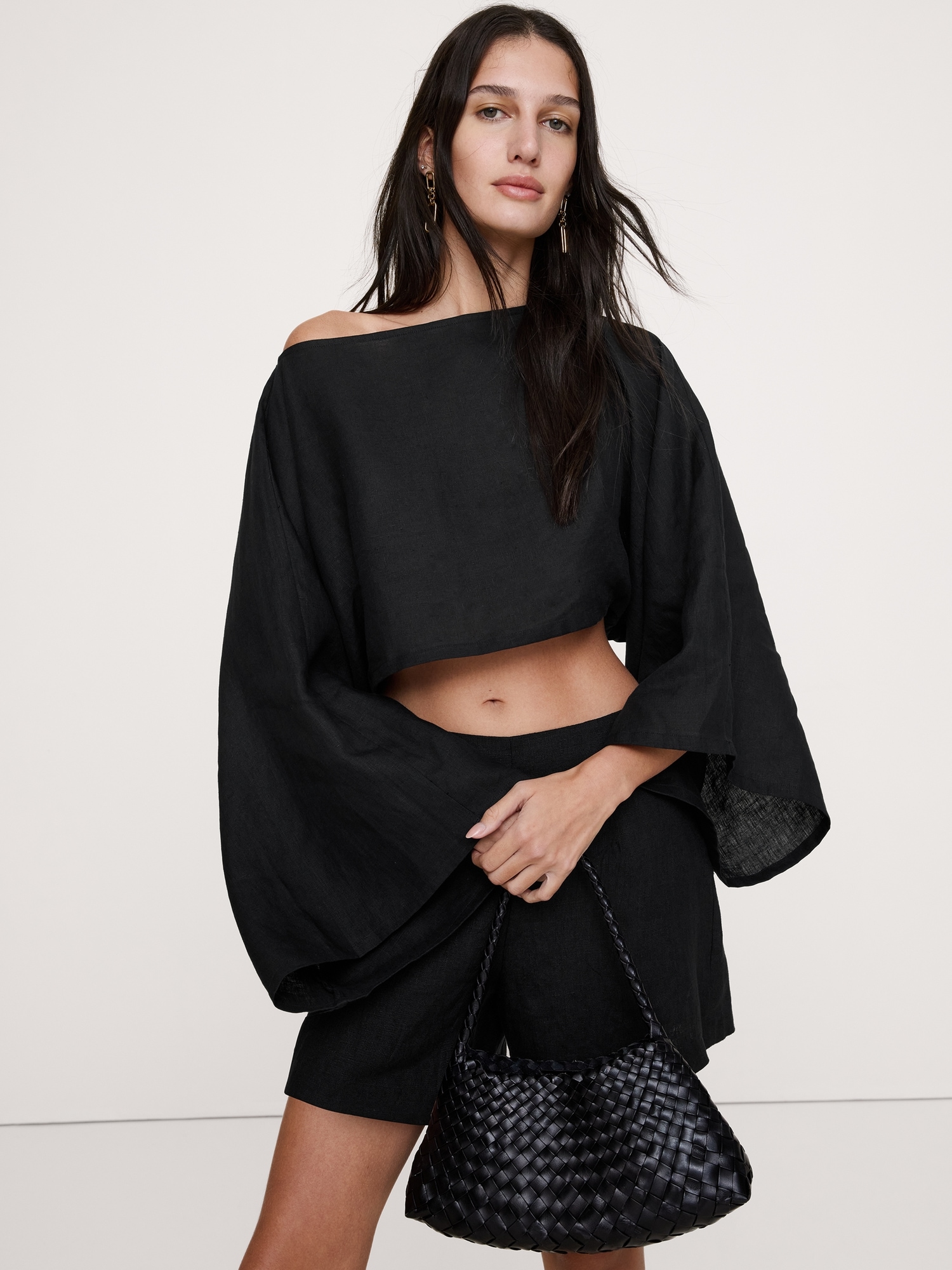 Image number 6 showing, Linen Cropped Boatneck Top
