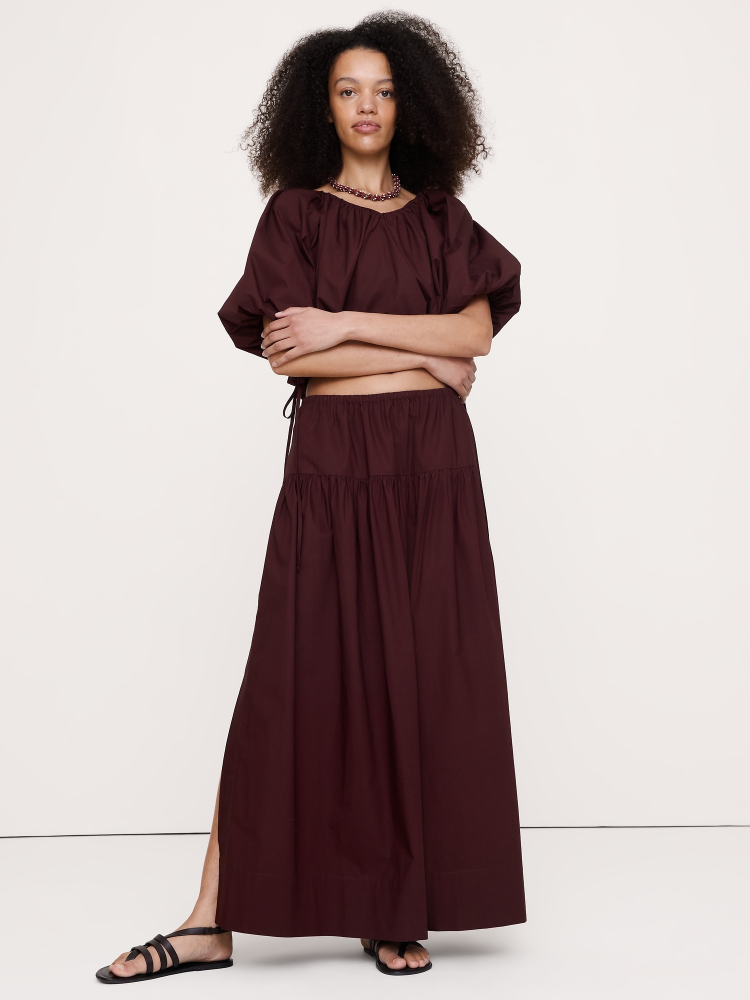 Image number 8 showing, Tiered Cotton Poplin Maxi Skirt