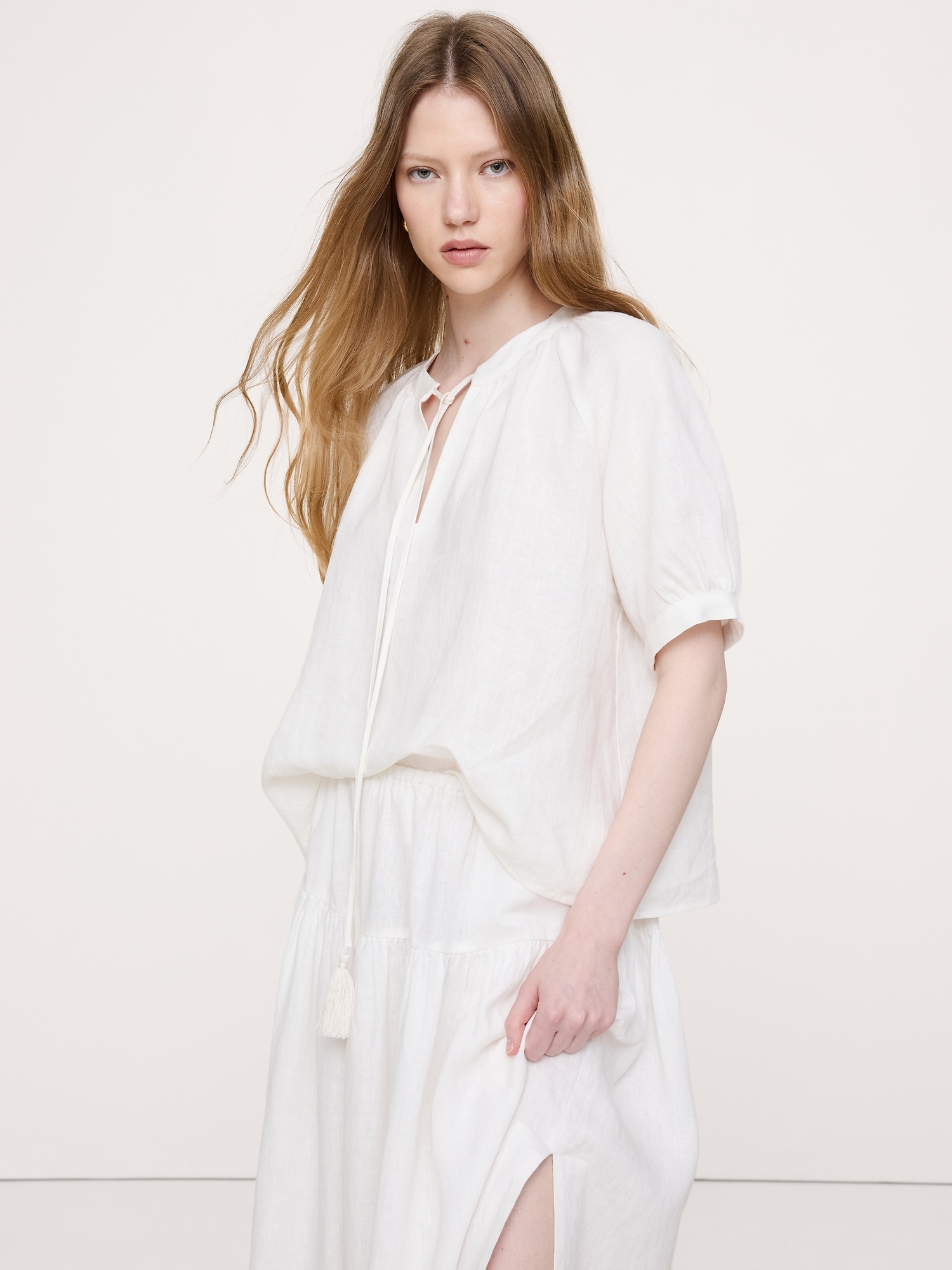 Image number 3 showing, Linen Tassel-Tie Top