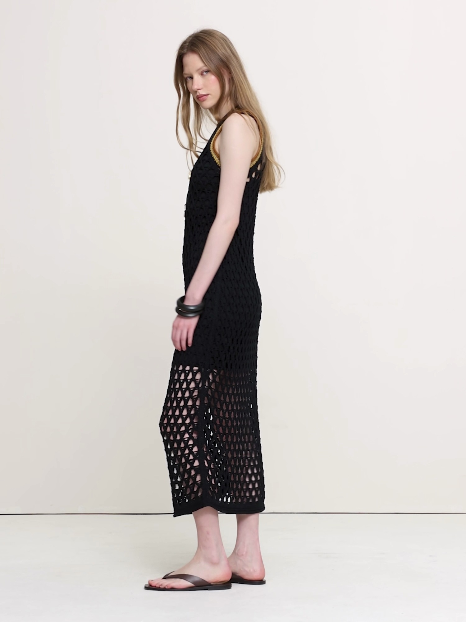 Женское платье Banana Republic Cotton Crochet Maxi, цвет: Чёрный — фото 4