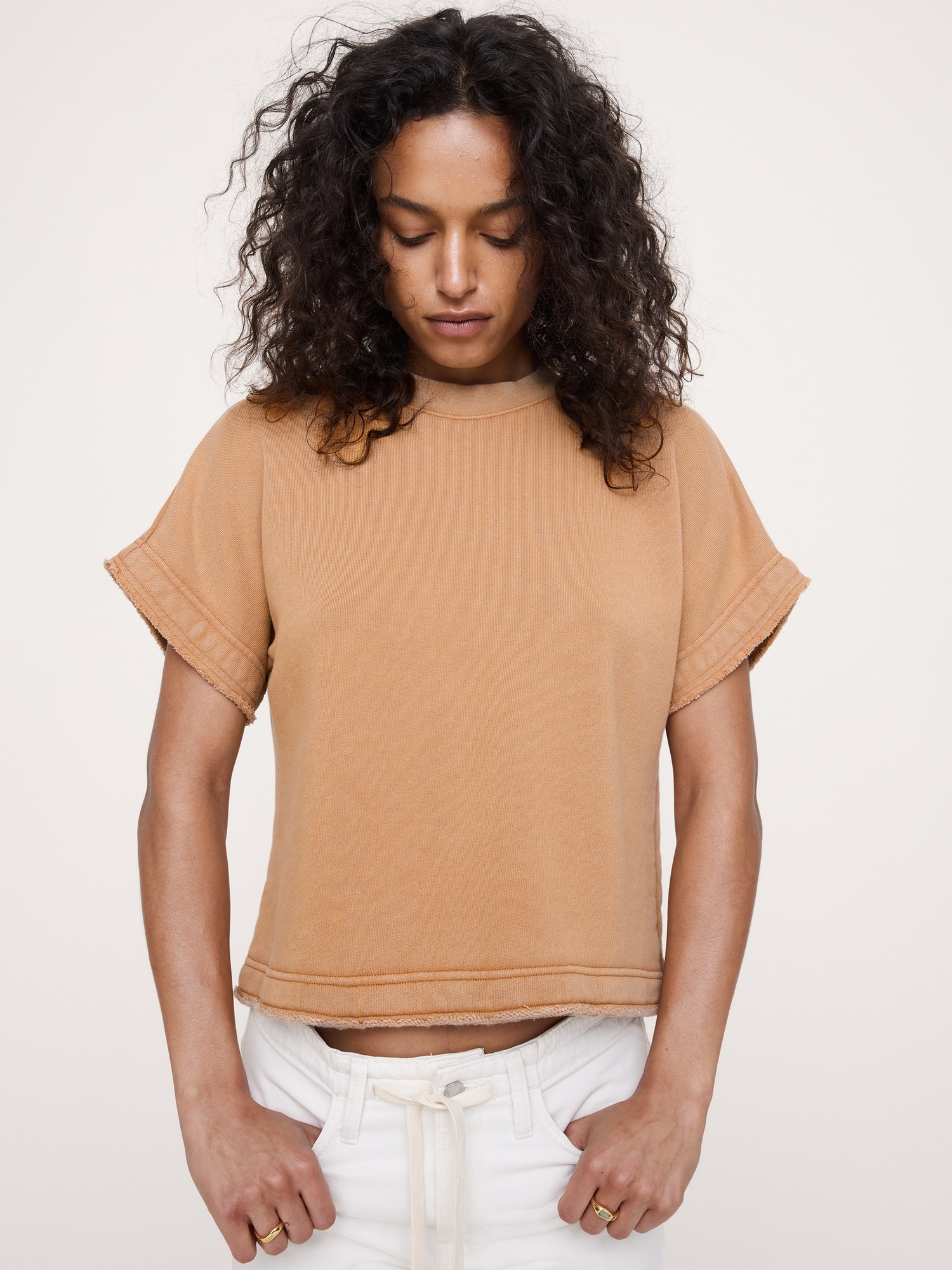 Женская толстовка Banana Republic Terry Sweatshirt Tee, цвет: Коричневый — фото 3