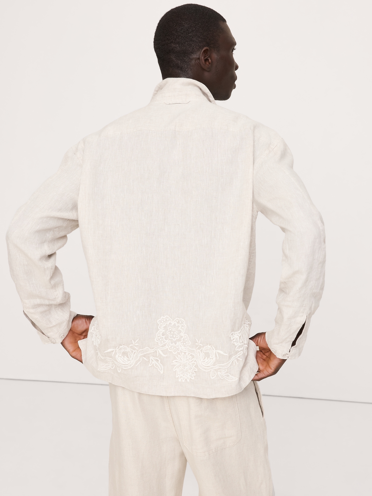 Image number 2 showing, Relaxed-Fit Embroidered Linen Long-Sleeve Resort Shirt