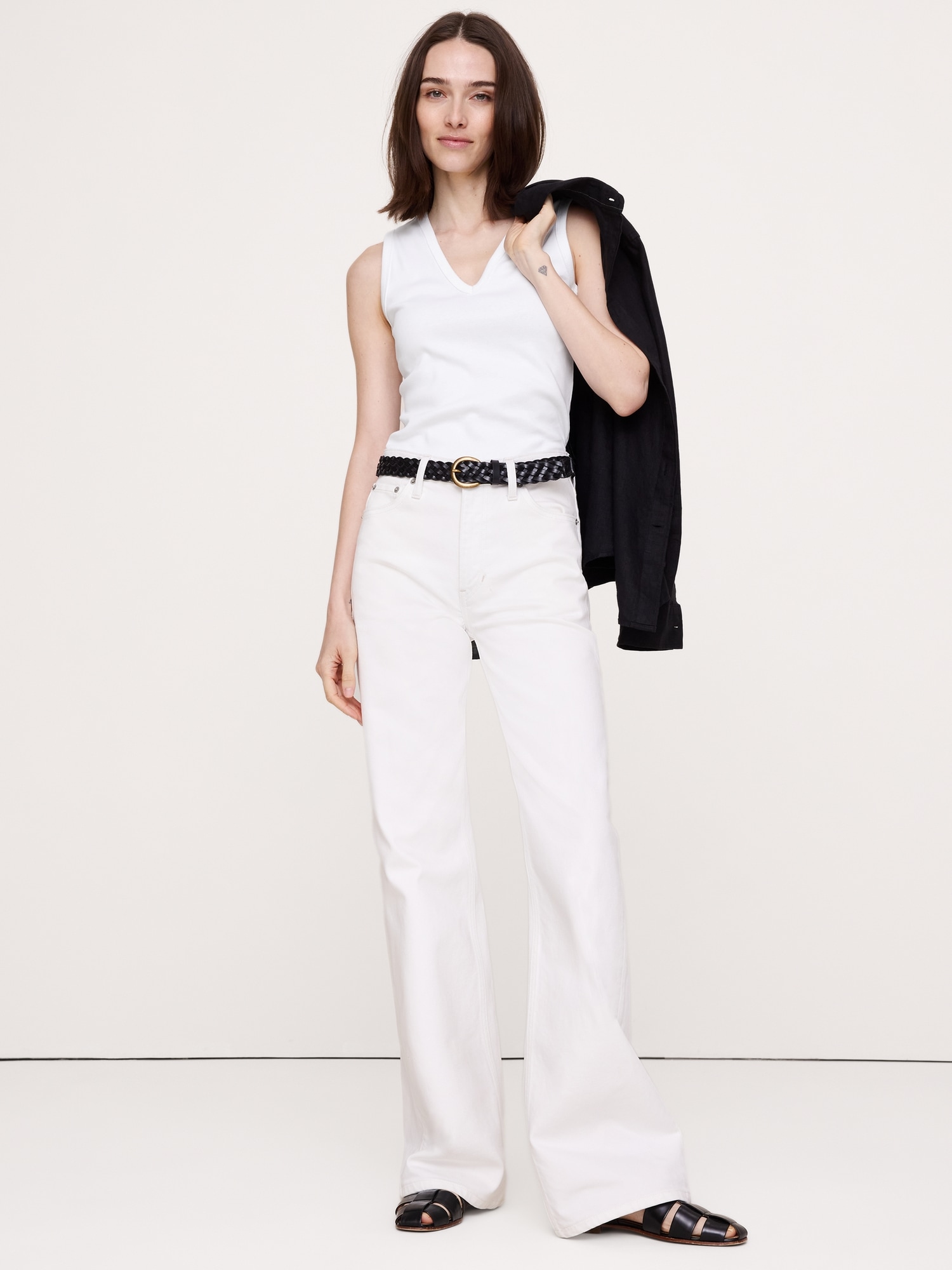Image number 1 showing, Minimalist Cotton V-Neck Tank